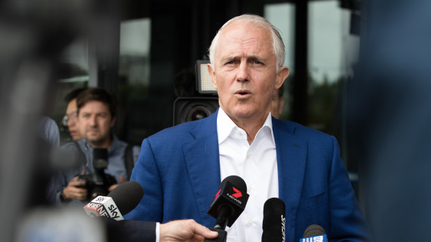 Former prime minister Malcolm Turnbull gives a media conference on Tuesday.
