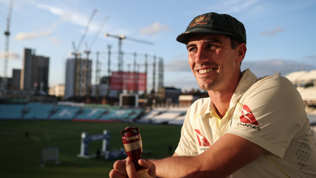 Pat Cummins relaxes with the Ashes after a stirring series in England.