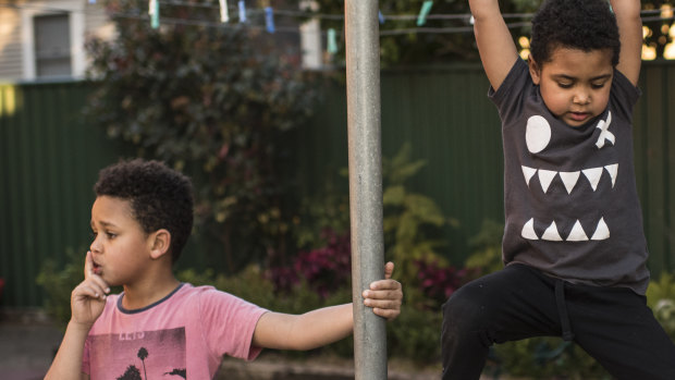 Trent (right) with his eight year old brother Kobe at their home. Trent was lucky to avoid serious injuries when he swallowed a button battery that he thought was a sweet. His brother had taken the button out of a toy for older children as part of a science experiment to see if it was magnetic. 