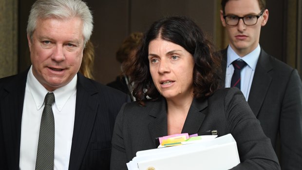 Sue Chrysanthou, Geoffrey Rush's barrister leaves the Federal Court on Monday. 