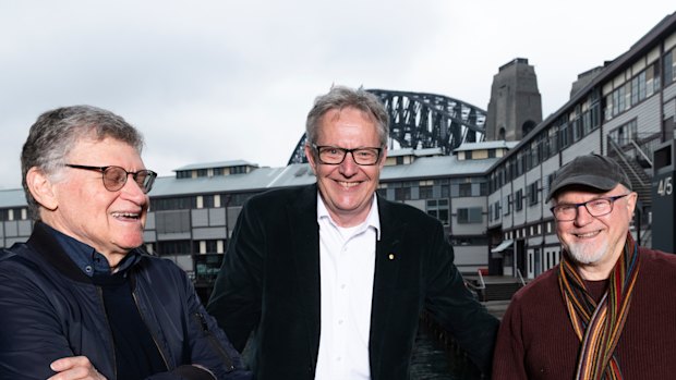 Drew Forsythe (left), Jonathan Biggins and Phil Scott, are retiring The Wharf Revue.