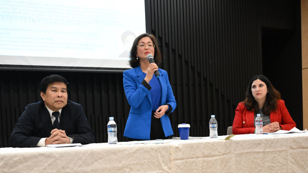 Chisholm candidates Wayne Tseng, Gladys Liu and Carina Garland.