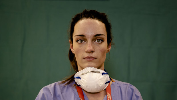 Martina Papponetti, 25, an ICU nurse at the Humanitas Gavazzeni Hospital in Bergamo.