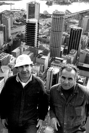 Seeing it through … Mr Kowalski and Mr Fortini were there as the tower neared completion in 1981. 