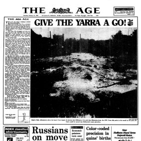 Front page of The Age on February 23, 1980.