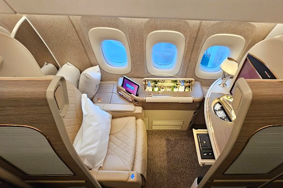 Emirates first class will have you feeling like a sheik. 