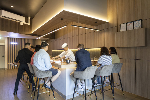 Sushi On in Kew consists of a single 10-seat counter.