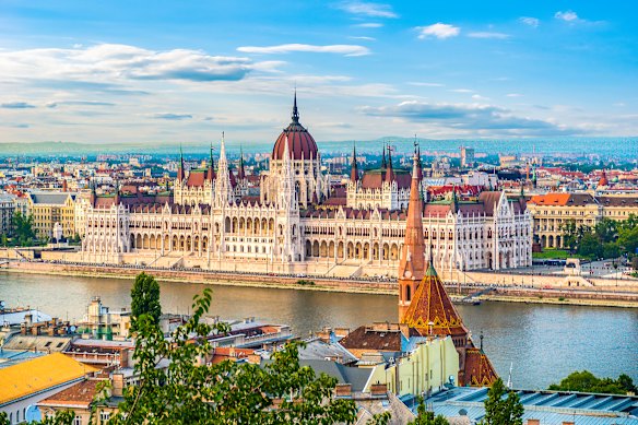 Hungarian Parliament on the  Danube.