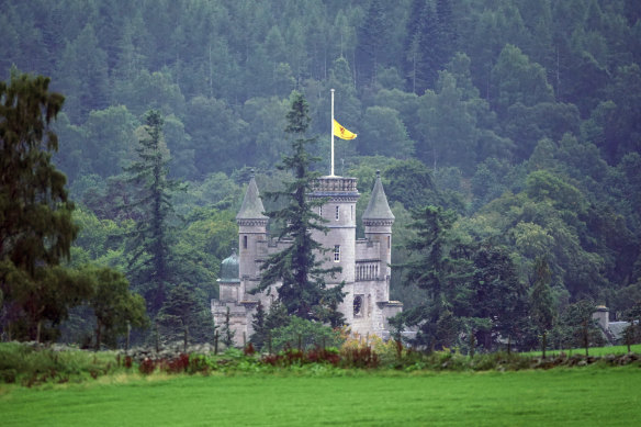 The Royal Banner of Scotland above flew above Balmoral Castle after the announcement of Queen Elizabeth II’s death.