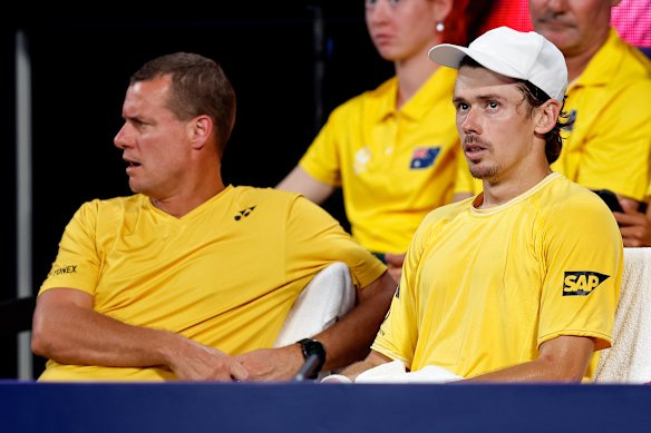 Lleyton Hewitt e de Minaur na United Cup no início deste mês.