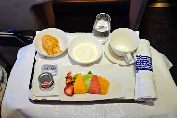 Breakfast in business class.