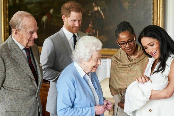 Prince Harry and Meghan, joined by her mother Doria Ragland, introduce Archie to the Queen and Prince Philip.