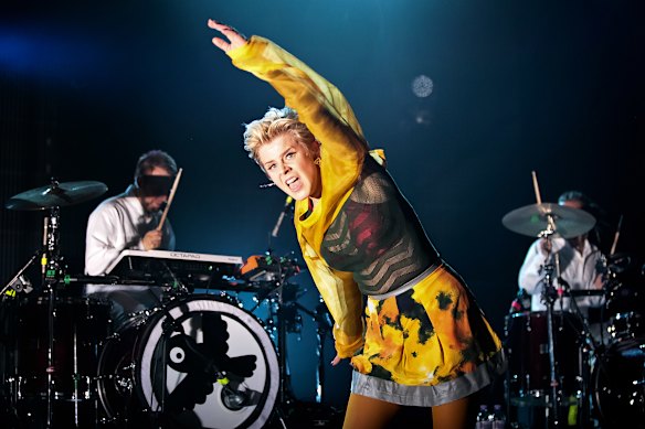 Robyn performs on stage at Brixton Academy in 2012 in London.
