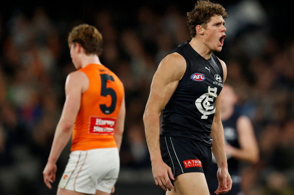 Charlie Curnow was on song for the Blues.