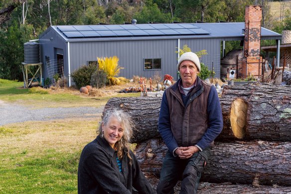 Ceramic artists Gabrielle Powell and Daniel Lafferty at their rebuilt Cobargo studio.