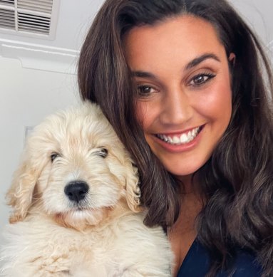 Jamila Rizvi and her puppy, Sonny.