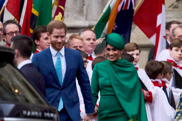 Prince Harry and Meghan, in their last official appearance as senior royals, attend the Commonwealth Day Service at Westminster Abbey on March 9.