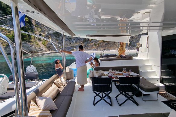 Relaxing on deck on Luxe Sailing’s luxury yacht.
