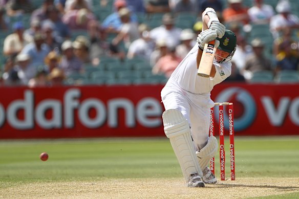 Graeme Smith plays a shot during a Test match against Australia in 2012.