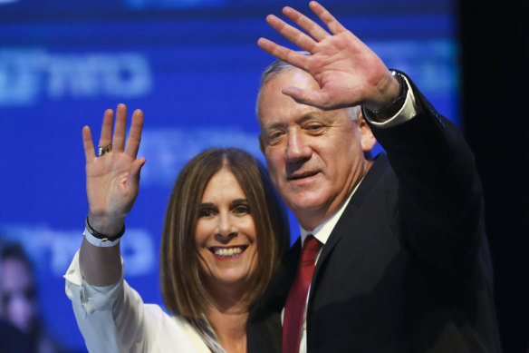 Blue and White leader Benny Gantz and his wife Revital following the September 17 election.