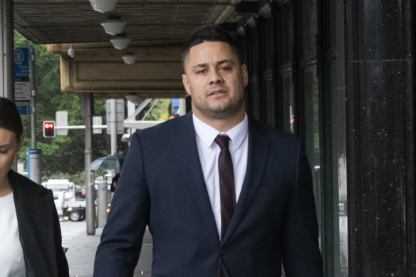 Jarryd Hayne pictured outside court in March.