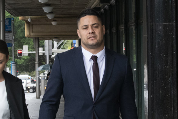 Jarryd Hayne pictured outside court last year.