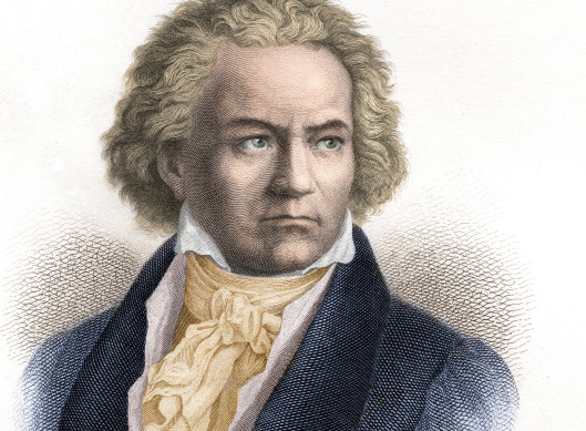 Engraving of Ludwig van Beethoven.