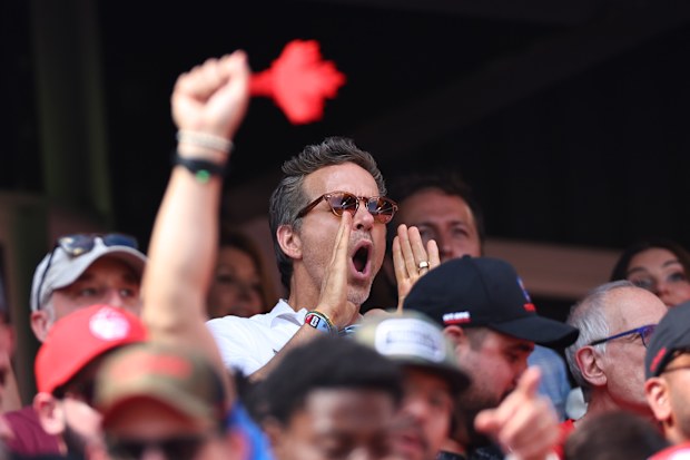 Ryan Reynolds watches the the FIFA World Cup 2026 Group B match between Canada and Bosnia and Herzegovina 