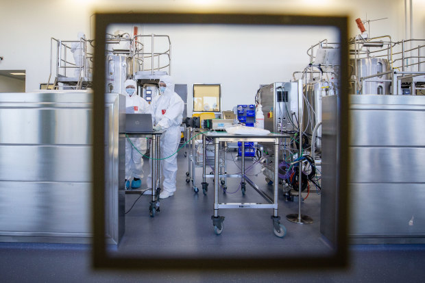 Staff at CSL in Melbourne as they prepared to start making the AstraZeneca vaccine in November 2020.