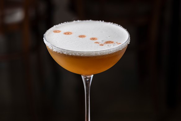 Makham-ikaze, a shaken coupe of dark rum and tamarind.