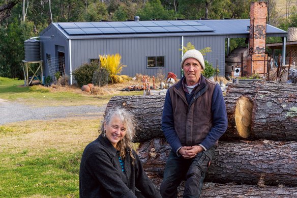 Ceramic artists Gabrielle Powell and Daniel Lafferty at their rebuilt Cobargo studio.