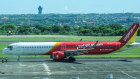 A VietJet Air jet at Denpasar, Bali. VietJet has been increasing its services to Australia.
