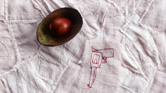 Resting Place 2023 (detail) by Fernando Laposse, from the Conflict Avocados project 2023, presented in the NGV Triennial 2023. Commissioned by the National Gallery of Victoria.