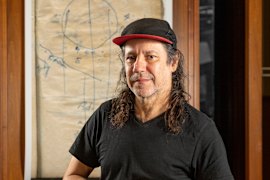 Artist Archie Moore with his work Heart of Gold 1.