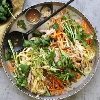 ***EMBARGOED FOR SUNDAY LIFE, NOVEMBER 3/19 ISSUE***
Adam Liaw recipe :Â Peanut Butter Noodles with Roast Chicken
Photograph by William Meppem (photographer on contract, no restrictions)Â 