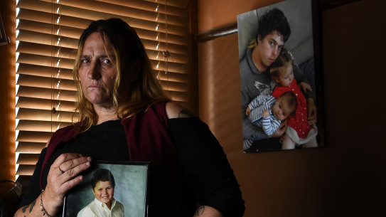 Annemarie Skratek holds a picture of her son Harley. 