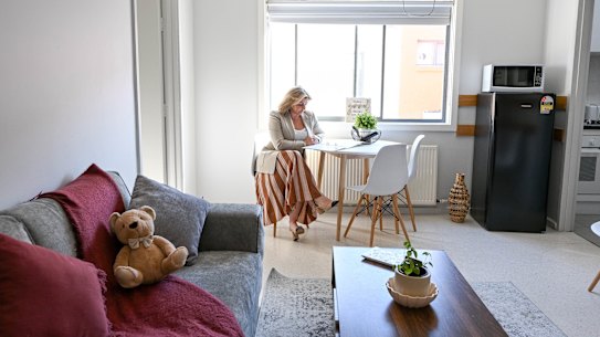 Safe Steps CEO Chelsea Tobin inside ‘Sanctuary’, which temporarily houses women and children experiencing family violence.