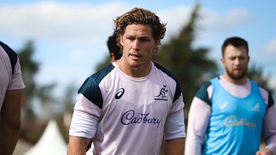 Michael Hooper at Wallabies training in France ahead of the team’s clash against Scotland. 