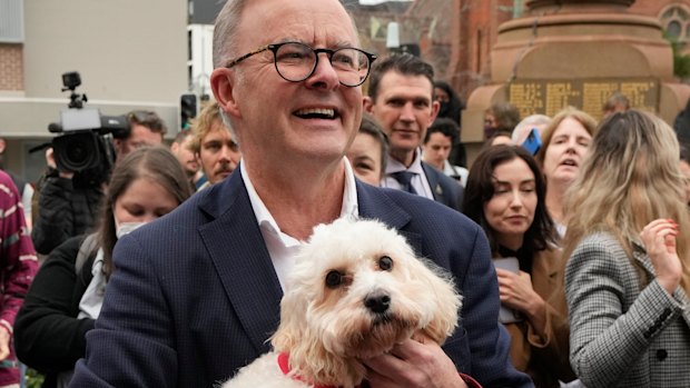 Keeping the Boss on a tight leash … that’s me, Toto Albanese, with the prime minister.