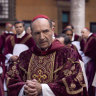 Ralph Fiennes as Cardinal Thomas Lawrence in the film Conclave.