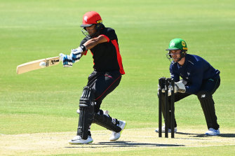 Unmukt Chand of the Renegades bats during a BBL practice match between the Melbourne Renegades and the Melbourne Stars.