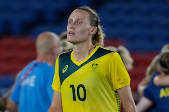Emily van Egmond departs the field after Australiaâs loss to Sweden. 