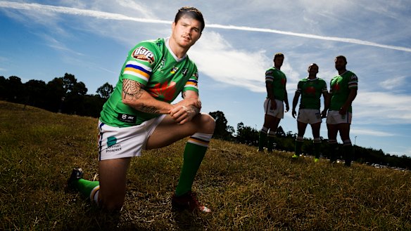 Raiders player John Bateman with the club's other English imports.