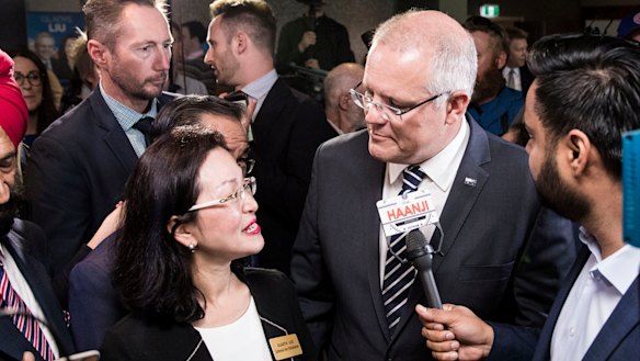 Prime Minister Scott Morrison with Liberal Candidate for Chisholm, Gladys Liu, at her campaign launch held at Box Hill Golf Club in Melbourne earlier this month.