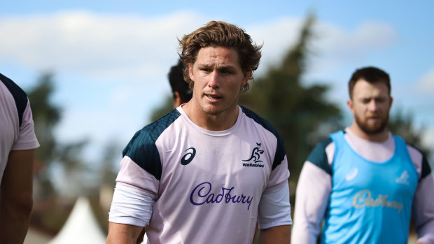 Michael Hooper at Wallabies training in France ahead of the team’s clash against Scotland.