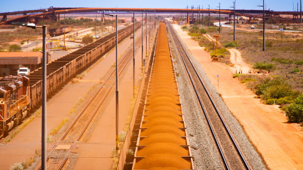 Iron ore bound for port at Port Hedland, Western Australia.