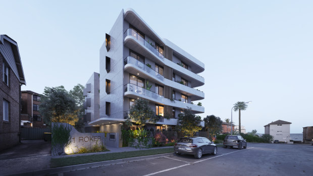 Renders of a proposed development site at 1-3 Roker Street, Cronulla.