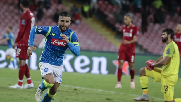 Triumph: Napoli forward Lorenzo Insigne scored a late winner for the home side.