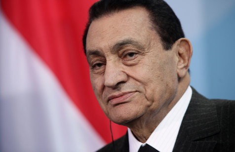 Egyption President Hosni Mubarak speaks to the media following talks with German Chancellor Angela Merkel, March 4, 2010 in Berlin, Germany.