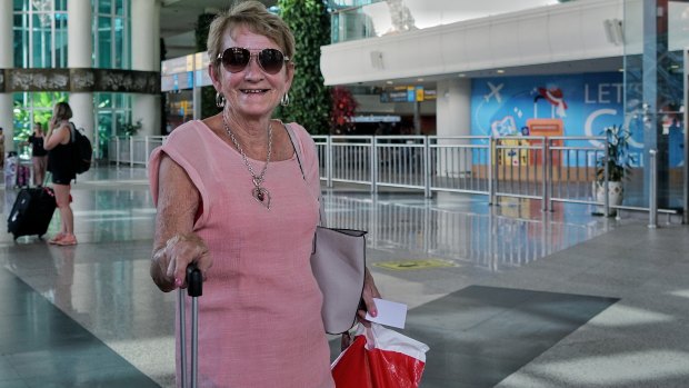 Barbara O'Donnell arrives in Denpasar from Melbourne, but is not worried about coronavirus.